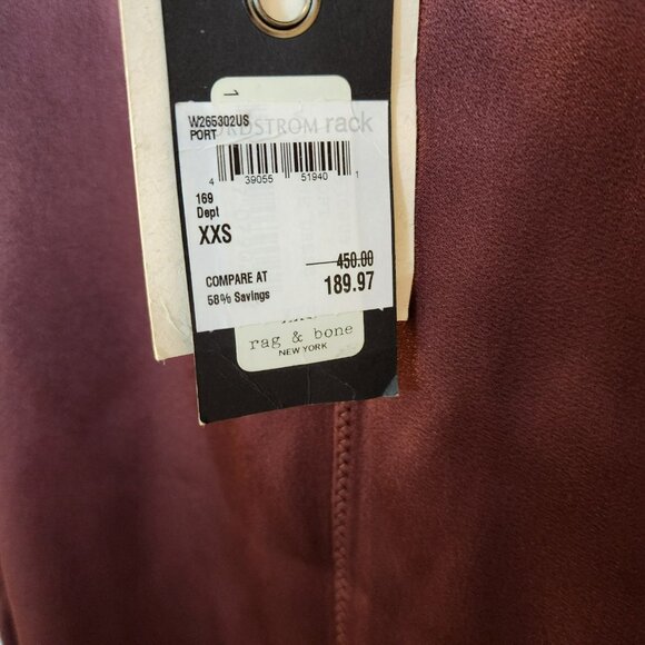 rag & bone XXS Dress NWT | $450 Retail | Merino Wool Blend Burgundy Shift - Picture 6 of 8